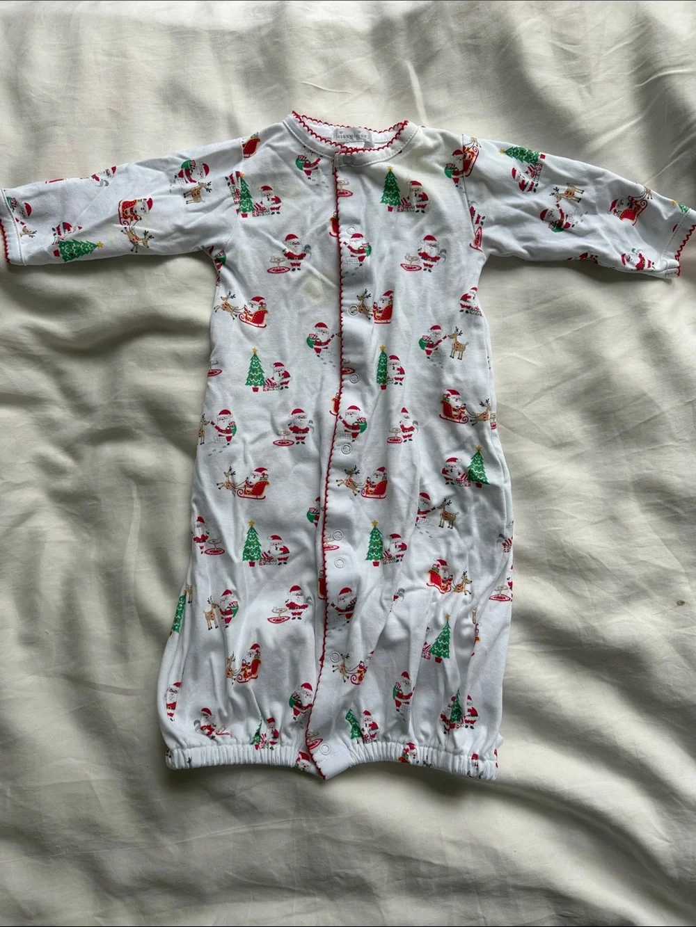Kissy Kissy White Holiday Santa & Tree Sleep Gown - Red & Green